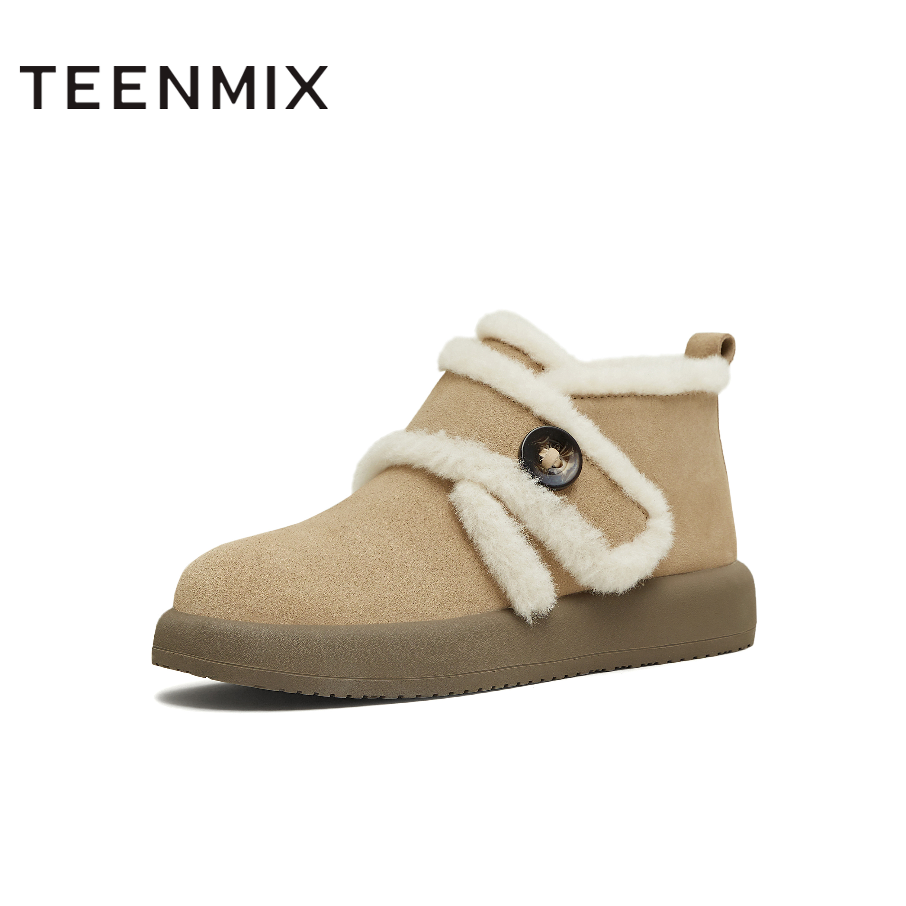 天美意2025冬新款厚底保暖简约百搭短靴女雪地靴KK081DD5