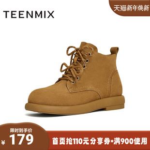 短靴女马丁靴BK351DD4 厚底户外工装 天美意冬新款 商场同款