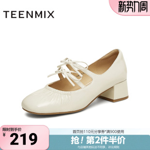 KM063AQ5 蝴蝶结休闲女玛丽珍鞋 天美意新款 通勤优雅法式