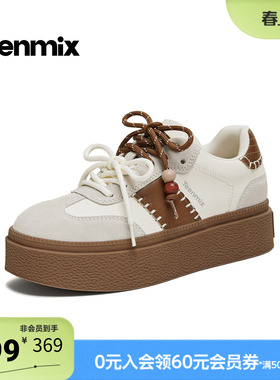 天美意2026春新款复古百搭厚底双鞋带小个子女德训鞋KG158AM6