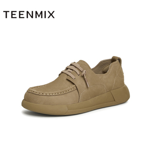 天美意春新款 厚底系带复古单鞋 女乐福鞋 BK331CM4 商场同款