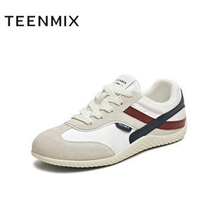 天美意春新款 运动复古板鞋 百搭女德训鞋 KG102CM5 休闲小白鞋