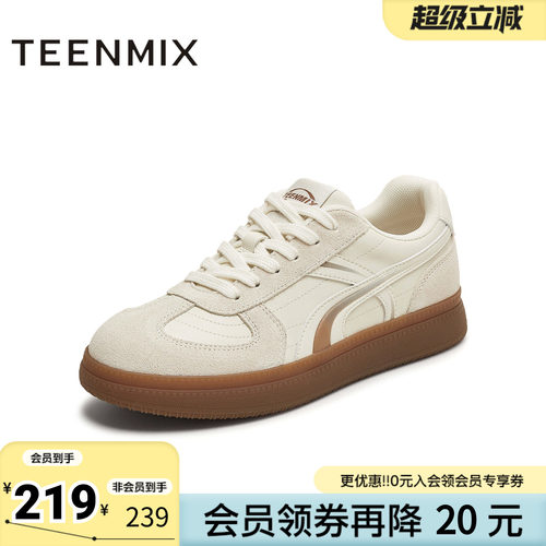 天美意春新款商场同款休闲T字头经典复古女德训鞋CEL21CM5