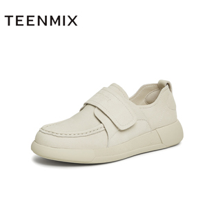 天美意春新款 厚底魔术贴复古单鞋 女乐福鞋 BK371CM4 商场同款