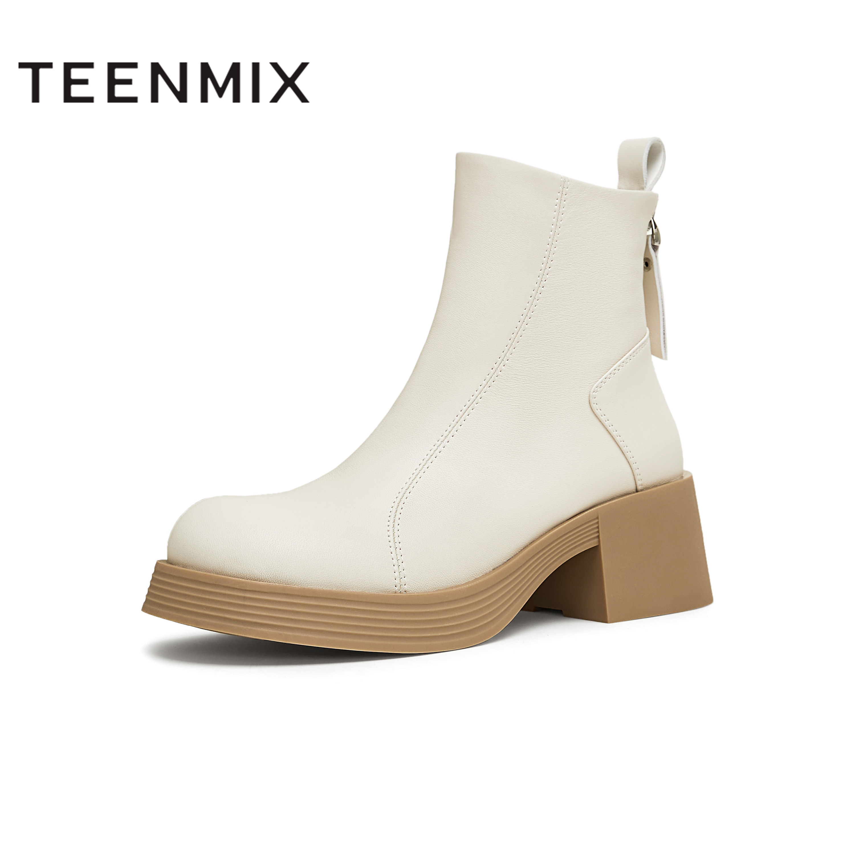 天美意冬新款厚底增高百搭短靴女切尔西靴奶皮靴KYP02DD4,女鞋,切尔西靴,淘宝优惠券,粉丝福利购,淘宝优惠卷