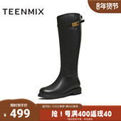 天美意2025冬新款 商场同款 百搭显瘦舒适长靴女骑士靴BL961DG5