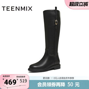 天美意冬新款 高直筒显瘦百搭厚底女骑士靴BL971DG5 商场同款