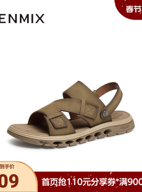 天美意夏新款商场同款凉鞋外穿露趾百搭男沙滩鞋3RM02BL5