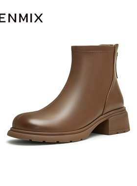 天美意冬新款短靴切尔西靴英伦风百搭复古女奶皮靴KYP01DD4