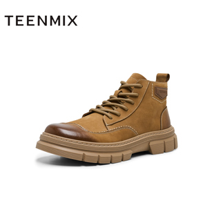 天美意冬新款商场同款短筒百搭系带复古男工装靴3UR01DD4
