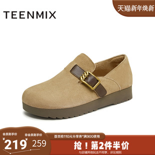 KK009CM4 舒适女勃肯鞋 天美意秋新款 复古休闲百搭两穿半拖鞋