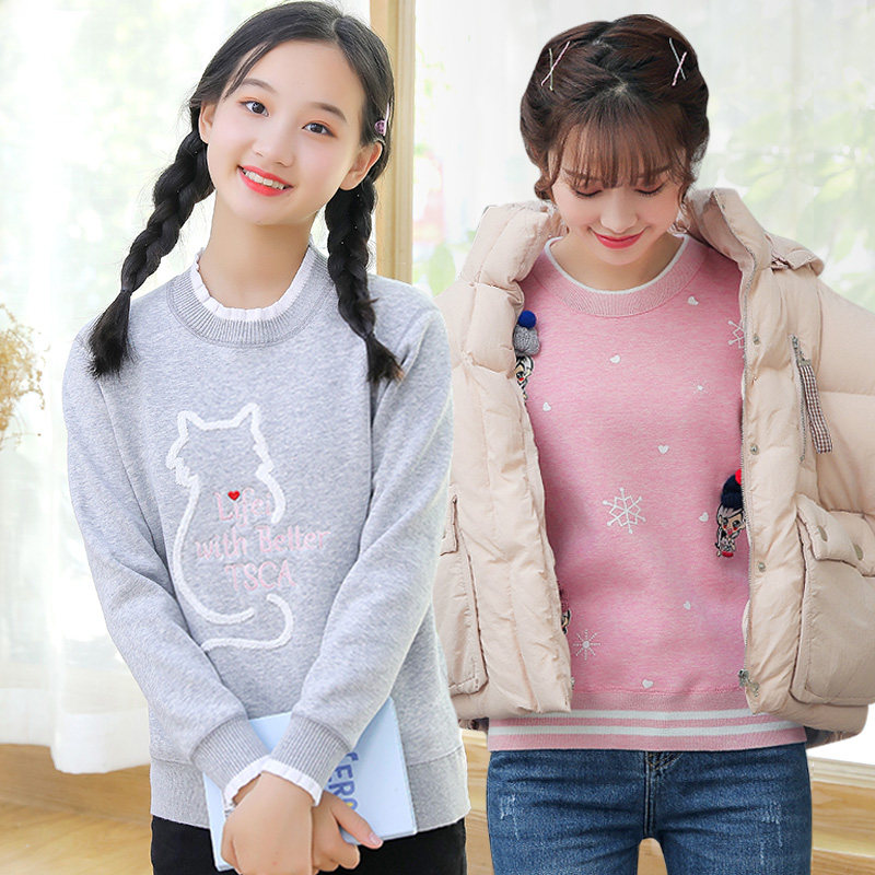 保暖内衣女加厚加绒学生初中生高中少女大童秋衣秋裤纯棉套装秋冬