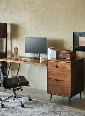 Classic Reborn橡胶木实木中古办公桌侘寂风北欧经典复古书房