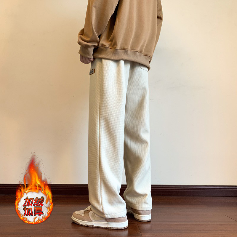 冬款加厚休闲裤宽松直筒裤束脚加绒中性韩版长裤117p35大货,男装卫衣,1203-1（原钱塘5012-1）