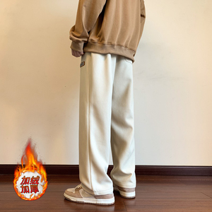冬款加厚休闲裤宽松直筒裤束脚加绒中性韩版长裤117p35大货图片