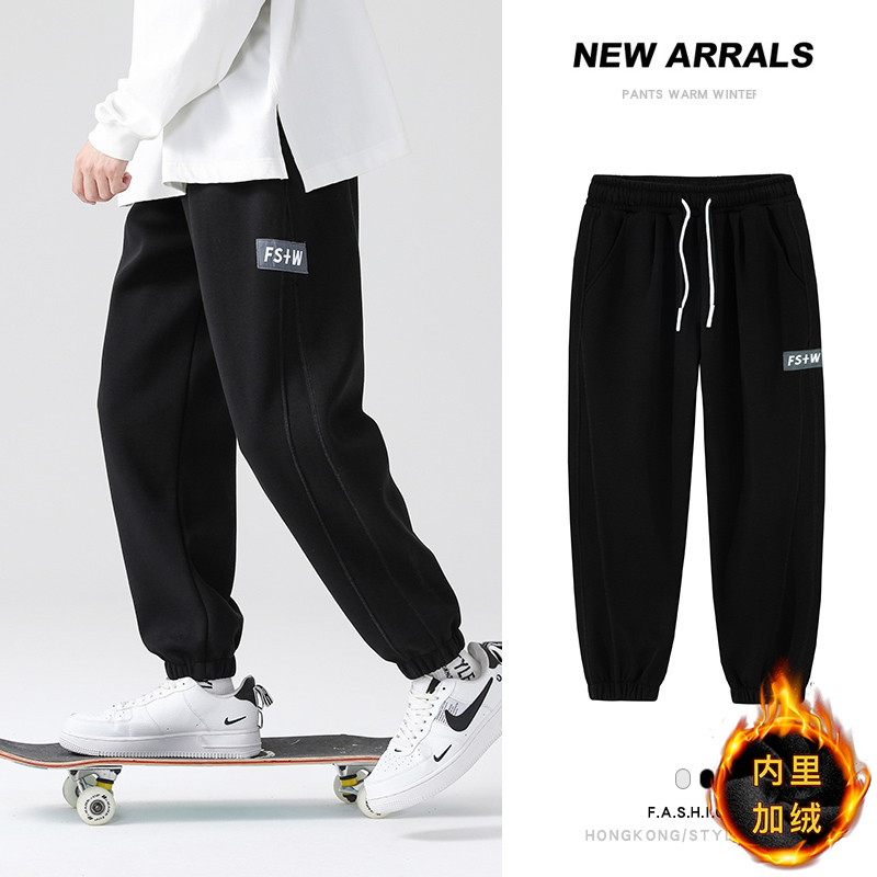 加绒大码男裤冬款50%棉潮男宽松束脚百搭休闲j加绒裤卫裤2218p65，男装休闲裤，1203-1（原钱塘5012-1）
