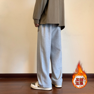 冬款加厚休闲裤宽松直筒裤束脚加绒中性韩版长裤117p35大货图片