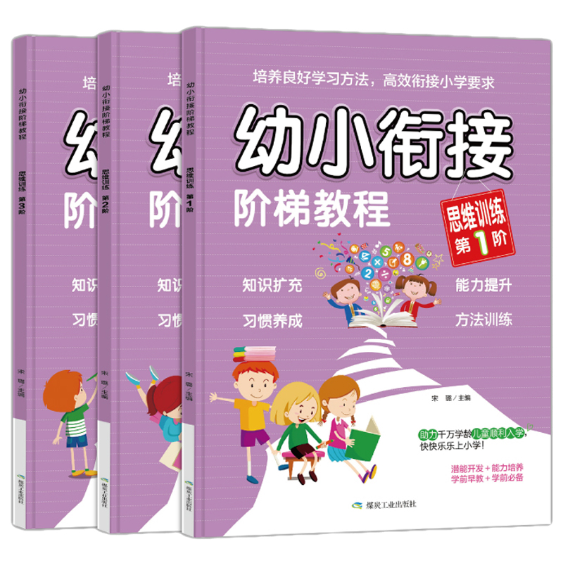 全3本幼小衔接阶梯教程全脑思维训练书籍3-6岁 幼儿数学启蒙益智游戏书 幼儿园整合 宝宝早教儿童左右脑智力开发图书