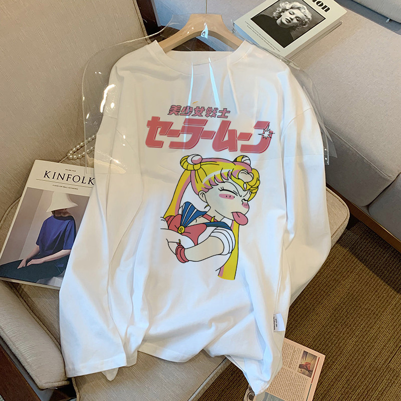 TREND BASE FASHIONJAPANESE SAILOR MOON CARTOON KOREAN VERSION NICHE DESIGN YUZU T-SHIRT TOP