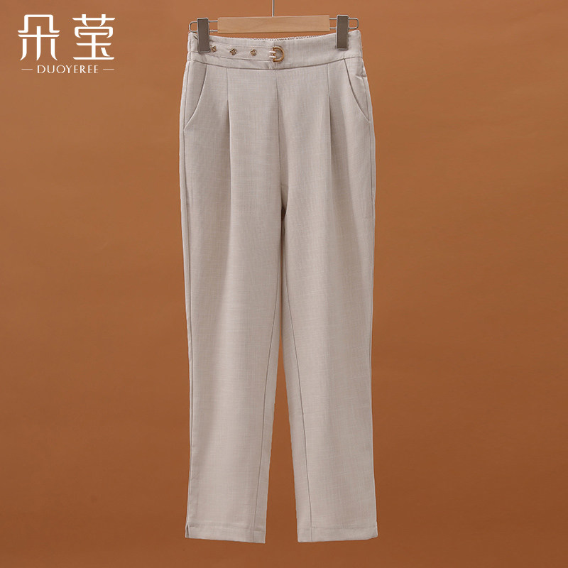 朵莹妈妈夏装百搭直筒休闲裤春秋季新款中年女哈伦裤中老年九分裤