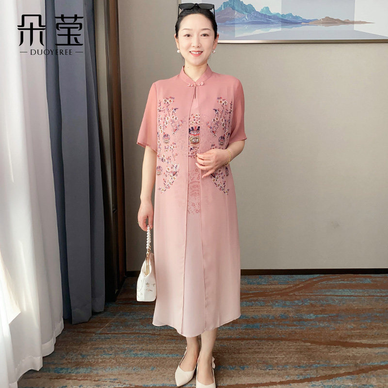 母亲节礼物妈妈夏装新中式连衣裙