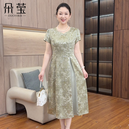 朵莹新中式妈妈夏装旗袍连衣裙