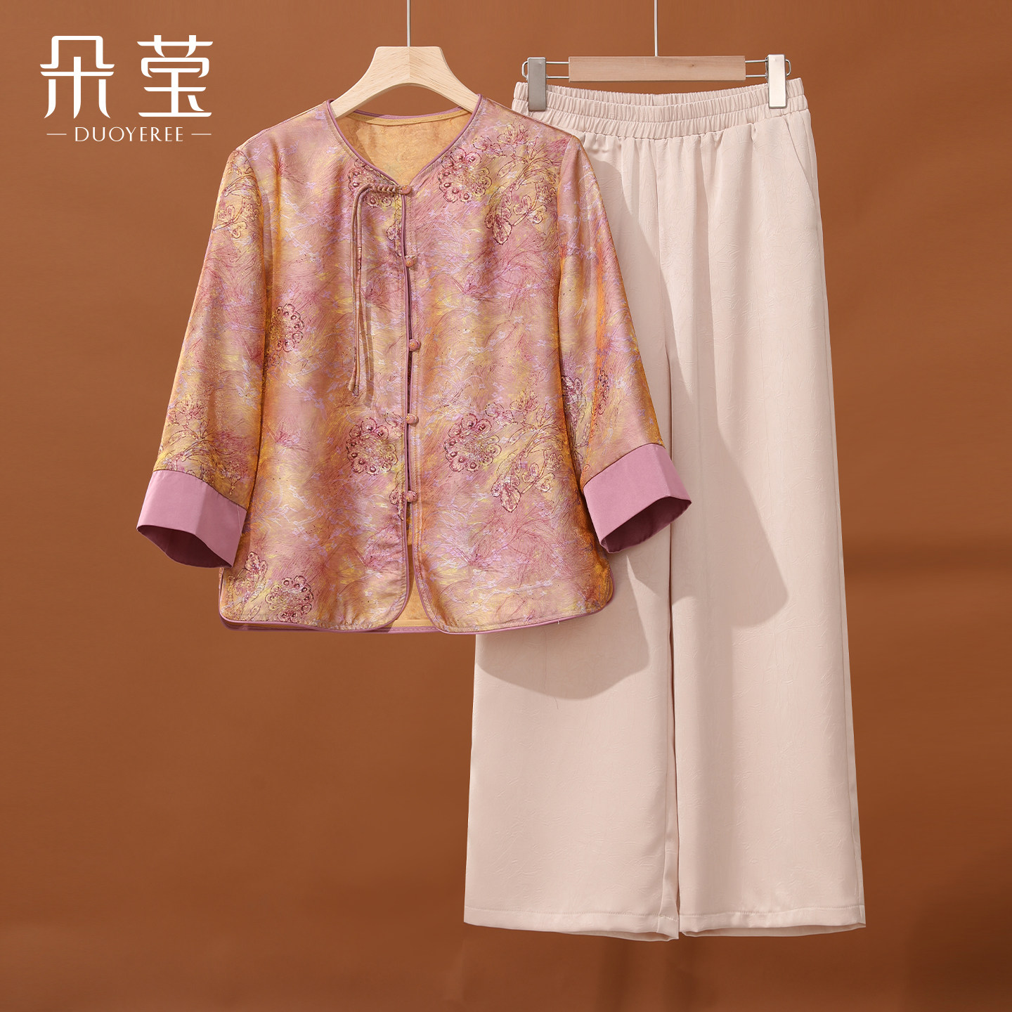 朵莹妈妈夏装新中式衬衫套装2026新款中老年女装高级感国风两件套