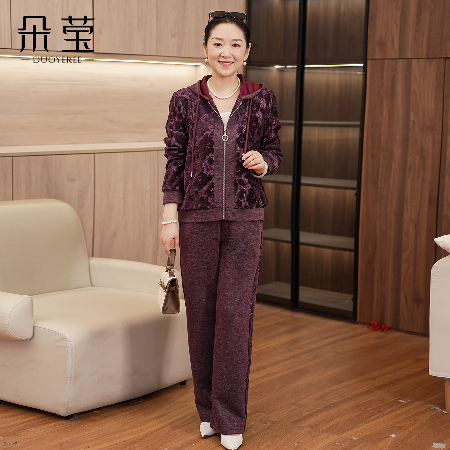 朵莹中老年妈妈秋装套装2026新款