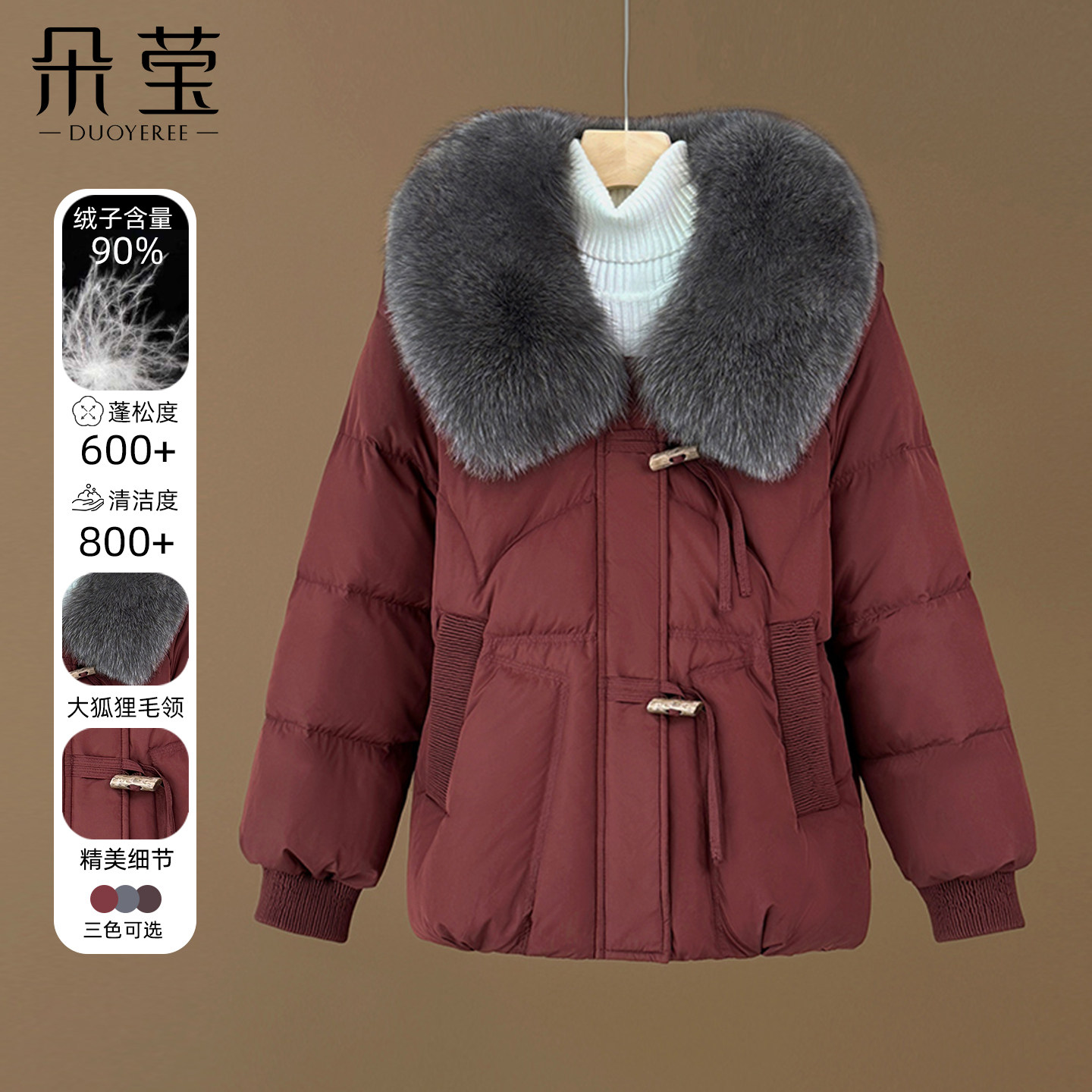 新款妈妈冬装高端大毛领羽绒服中年女中老年时尚短款加厚防寒外套