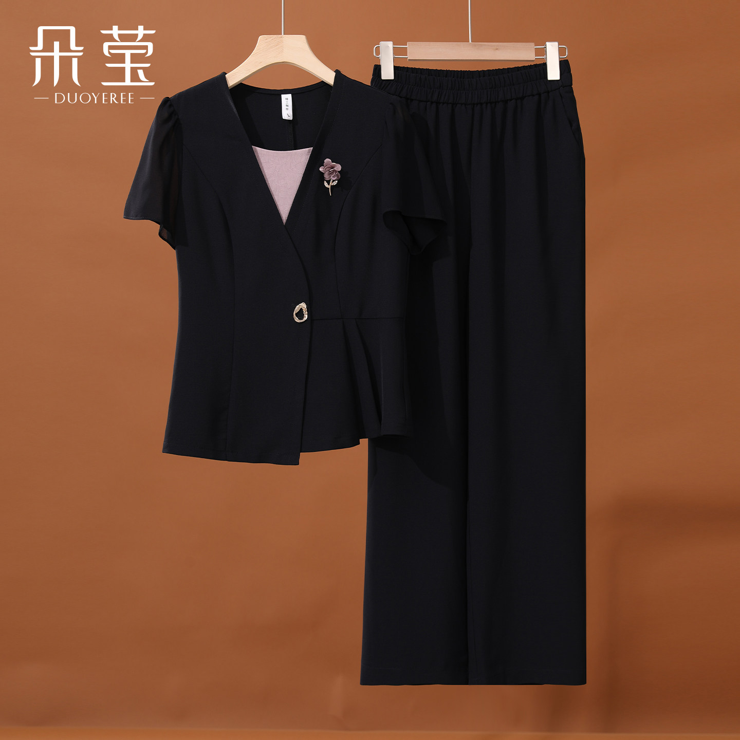 朵莹母亲节礼物妈妈夏装职业装套装2026新款中老年女西装上衣裤子