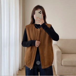 2026新款大码鹿皮绒叠穿马甲 200斤胖mm韩版简约宽松显瘦无袖外套