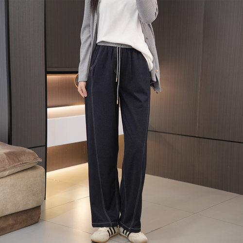 早秋必入高腰撞色显瘦窄版弯刀裤