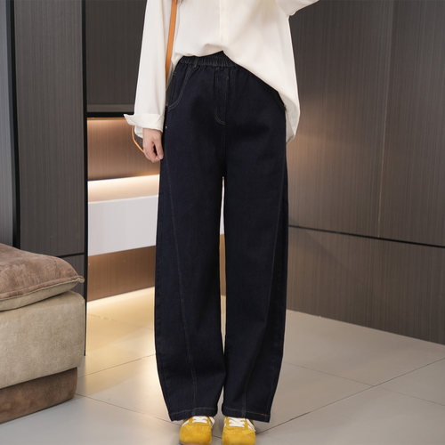 秋季必入经典牛仔蓝大码直筒裤