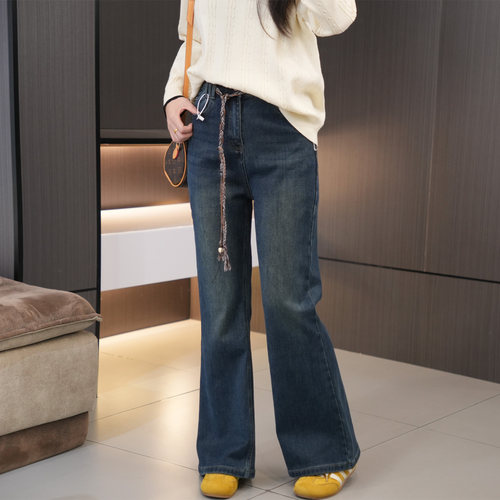 初冬必入高腰抽绳加绒显瘦微喇裤