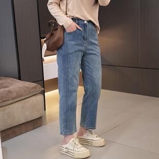 200斤胖mm宽松百搭直筒裤 2025新款 100 烟管裤 高腰显瘦侧压线大码