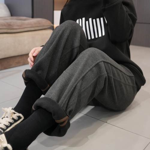 冬季必入加绒加厚小众休闲直筒裤