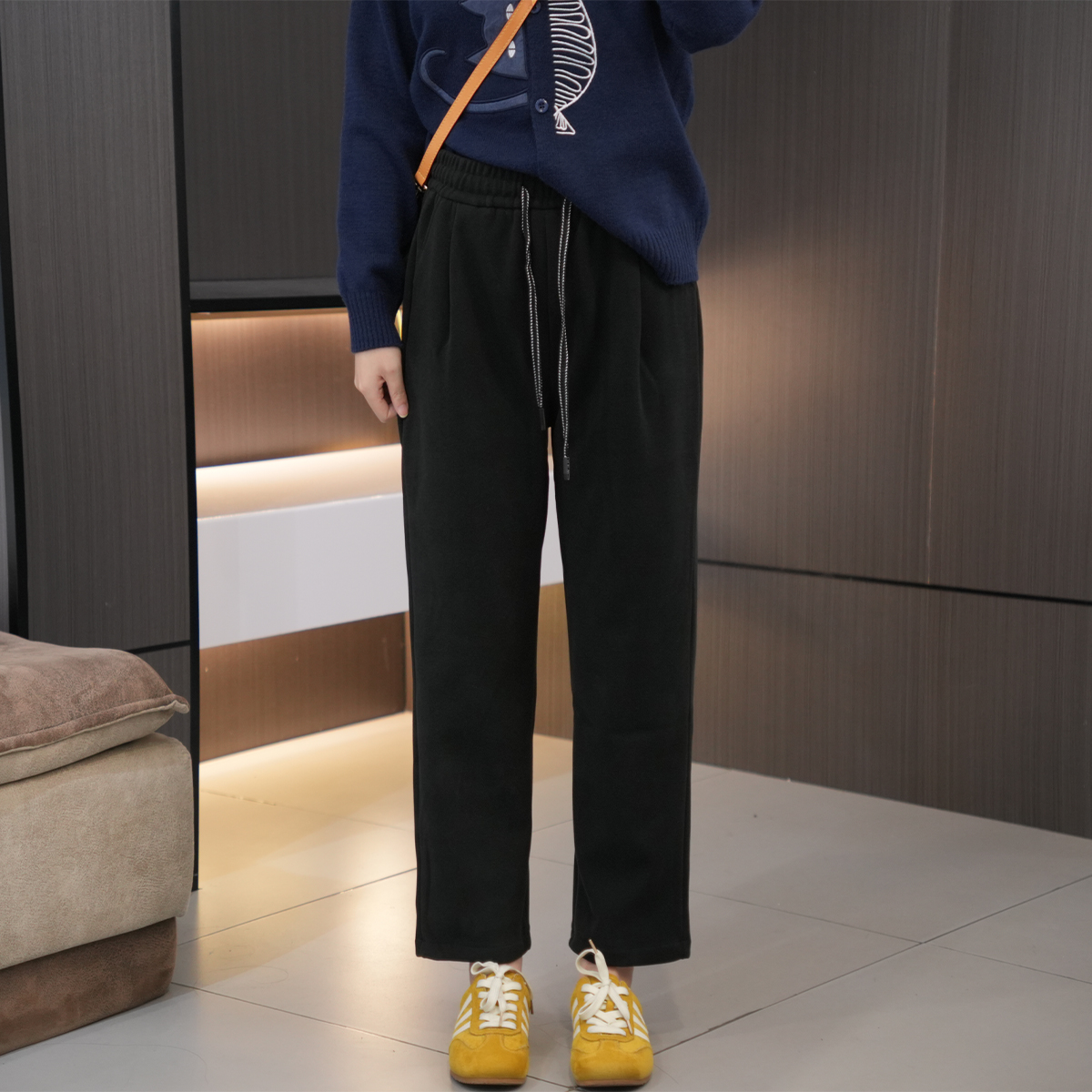 闭眼入高腰抽绳显瘦哈伦休闲裤