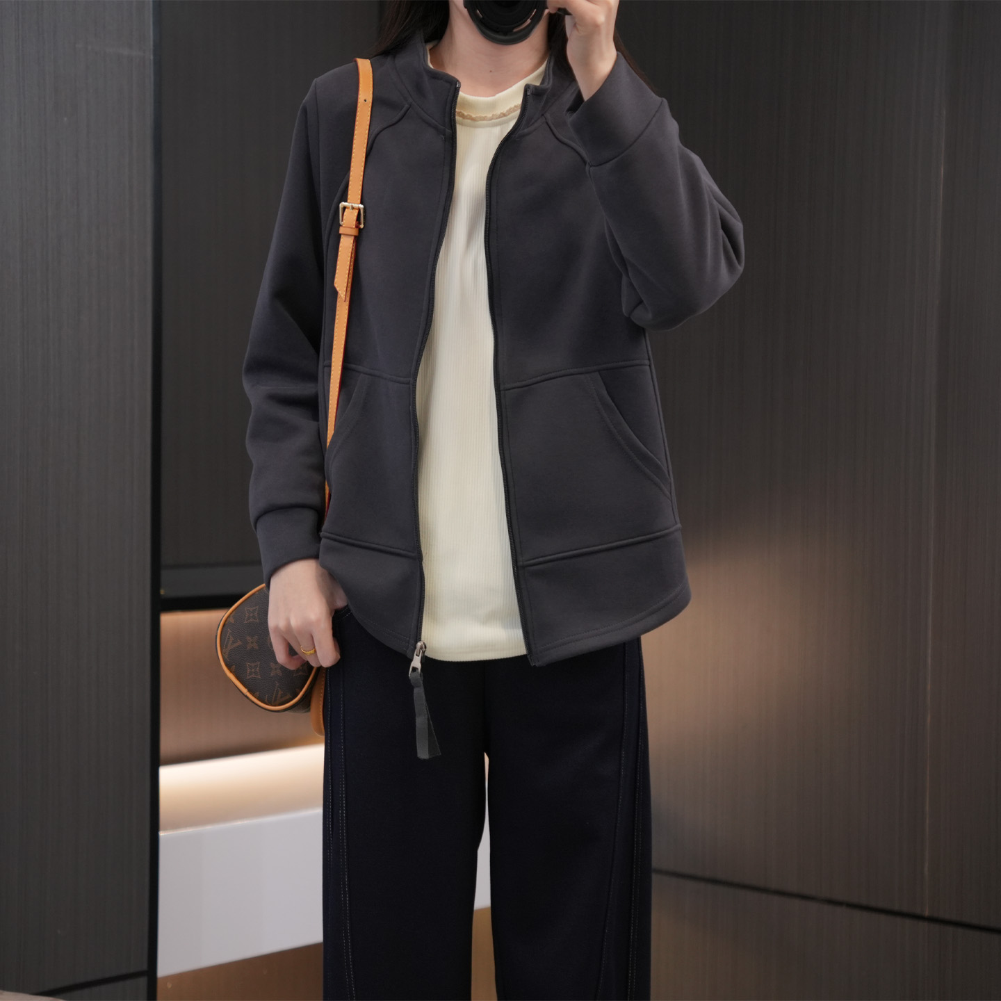 闭眼入修身立领百搭长袖卫衣开衫