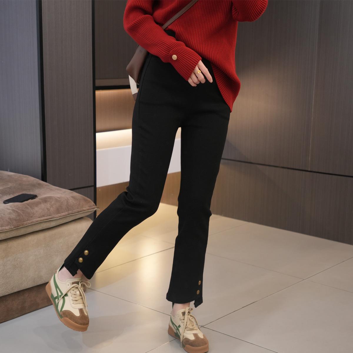 大码设计感不规则高腰显瘦小脚裤