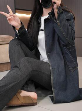 闭眼入复古翻领胖女孩牛仔外套