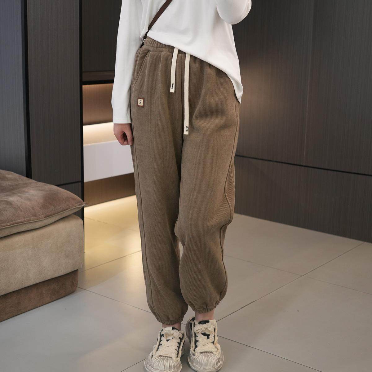 大码百搭宽松松紧腰抽绳运动卫裤冬季胖mm加绒保暖亲肤束脚休闲裤,女装/女士精品,大码裤装,淘宝优惠券,粉丝福利购,淘宝优惠卷