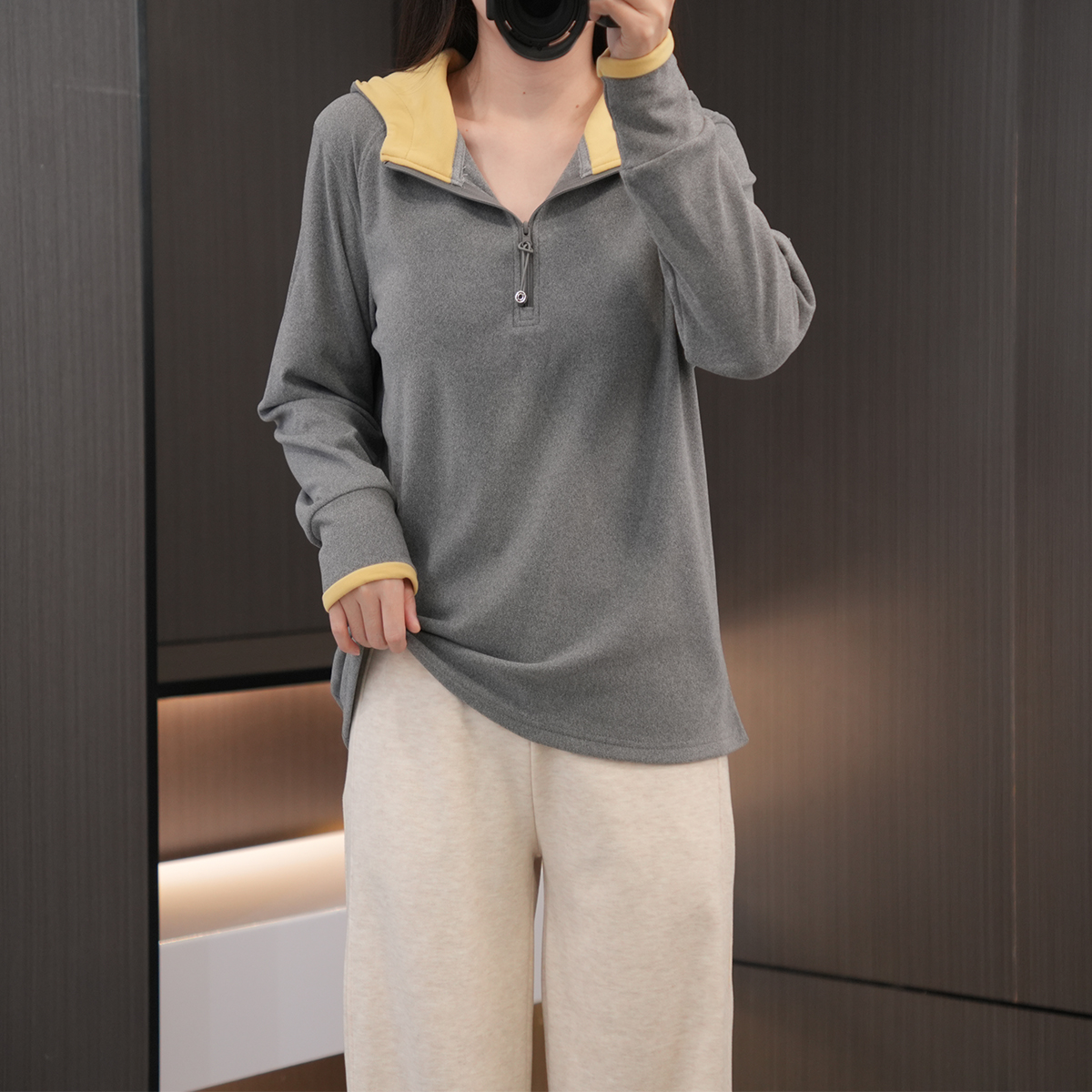 冬季必入双面绒保暖连帽打底衫