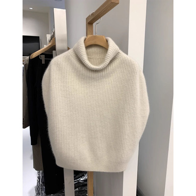 套头常规高领针织衫马甲背心上衣