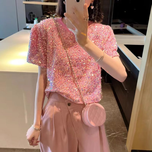 韩版宽松DS夜店blingbling上衣潮