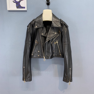 短款 2026春春新款 显瘦机车皮夹克长袖 皮衣女韩版 黑色外套 修身
