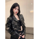 韩版 重工辣妹机车服PU皮衣拉链立体口袋外套女装 绝美2026春季 新款