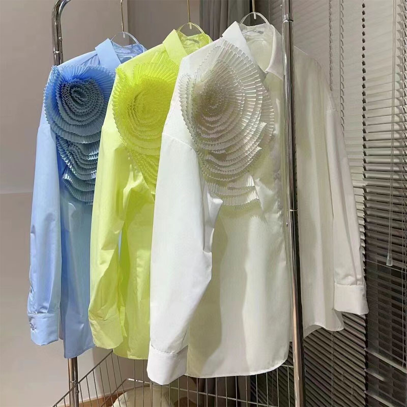 宽松小众设计长袖立体大花朵衬衫