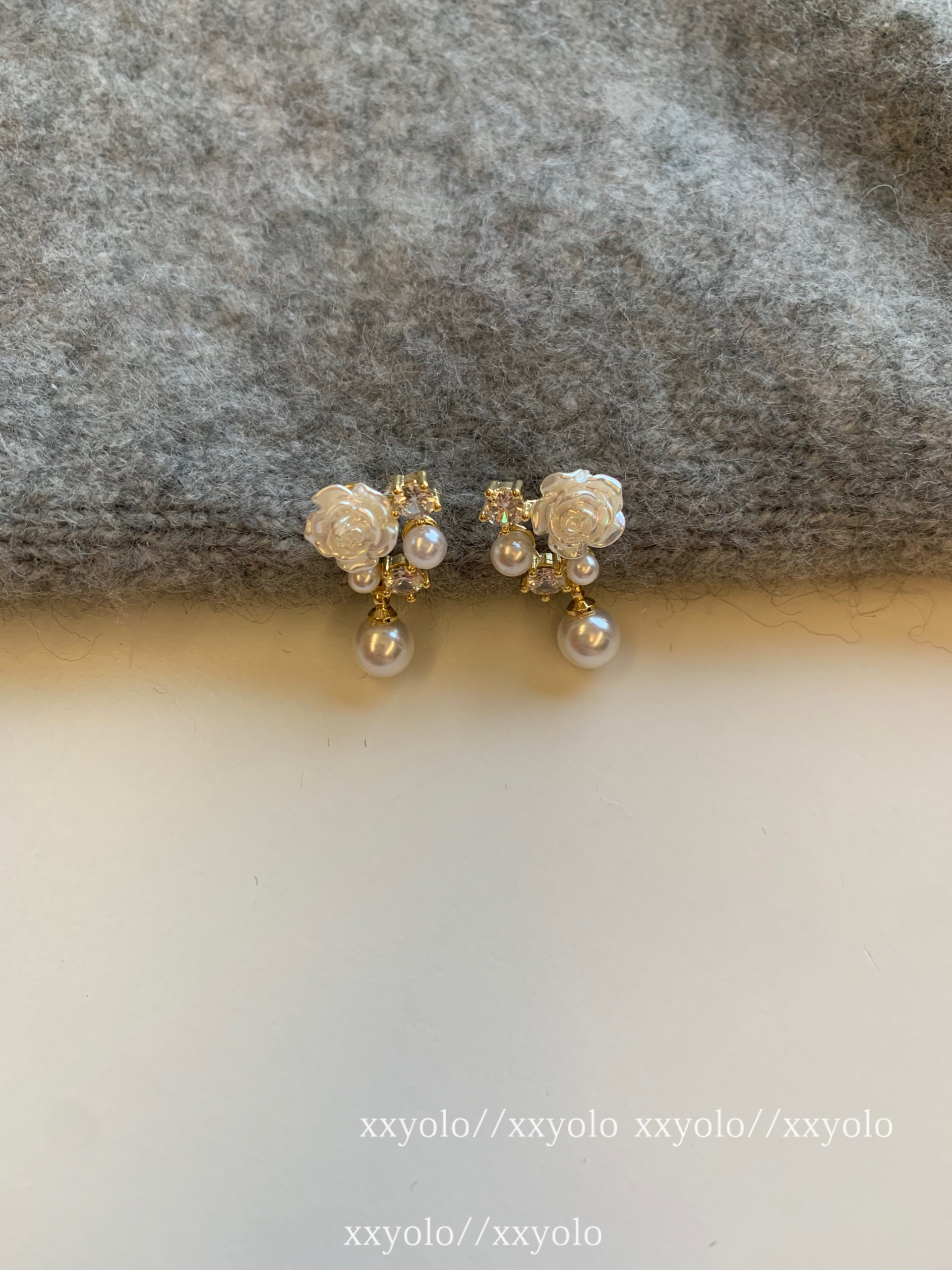 xxyolo韩风女花朵珍珠耳环