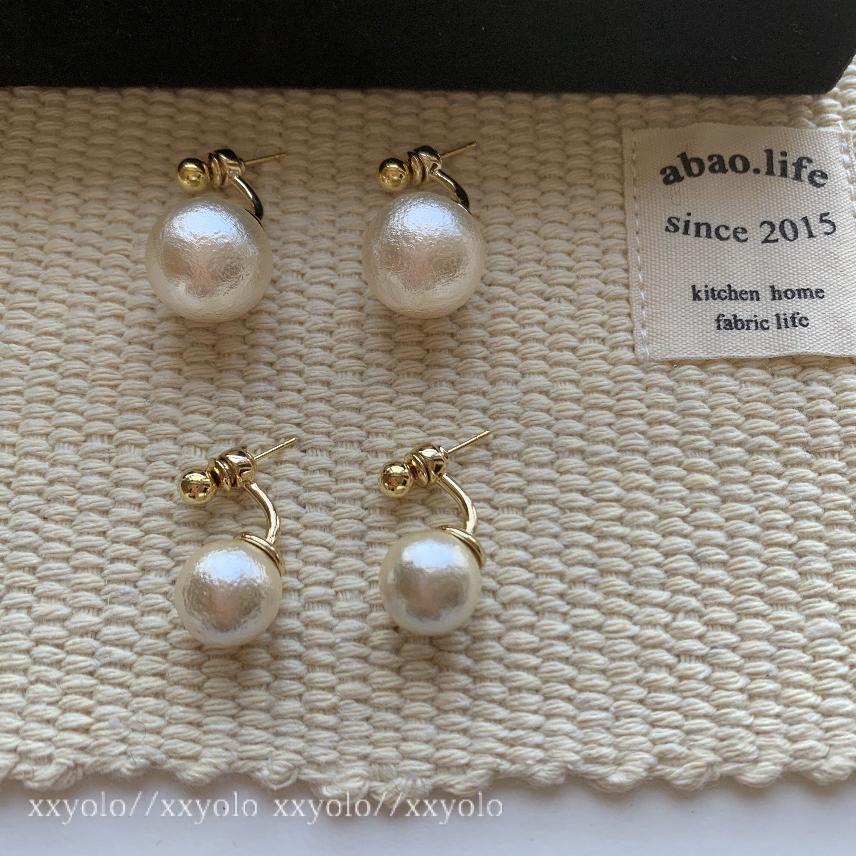 xxyolo/贵气千金 韩系修饰脸型百搭棉花大珍珠两戴后挂式耳饰