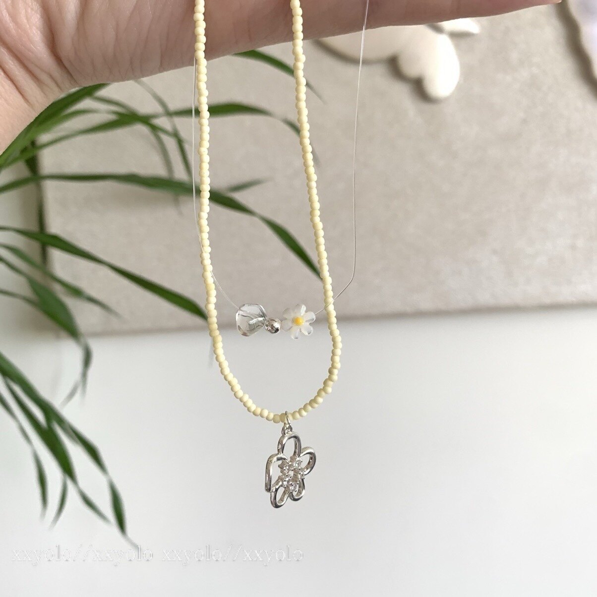 xxyolo xxyolo/小雏菊 小清新可爱甜美彩色串珠花朵叠戴项链